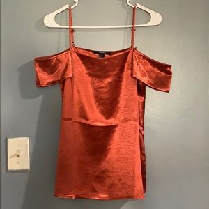 Copper Orange Silky Off Shoulder Blouse